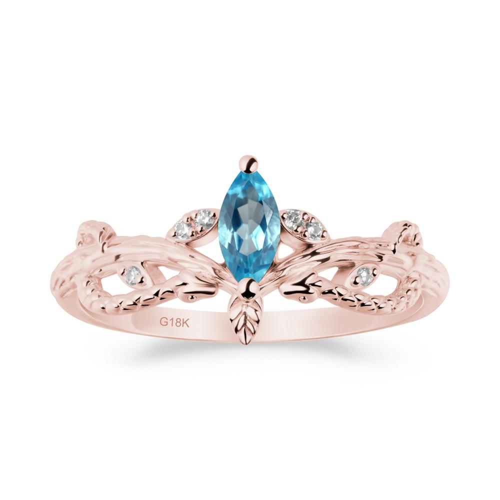 Snake Inspired Marquise Swiss Blue Topaz Ring - LUO Jewelry #metal_18k rose gold