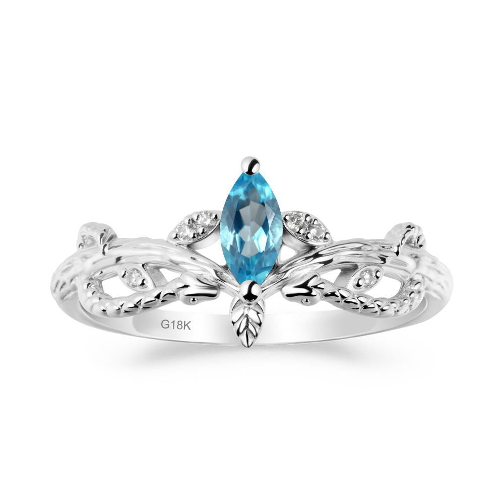 Snake Inspired Marquise Swiss Blue Topaz Ring - LUO Jewelry #metal_18k white gold