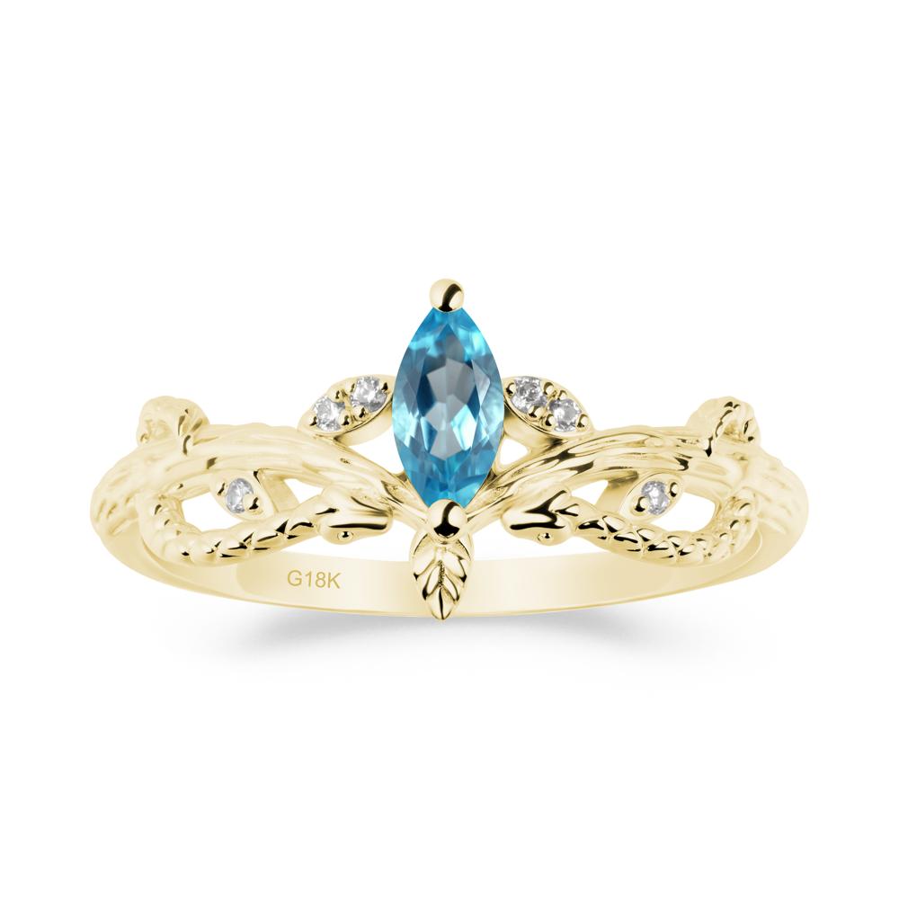 Snake Inspired Marquise Swiss Blue Topaz Ring - LUO Jewelry #metal_18k yellow gold
