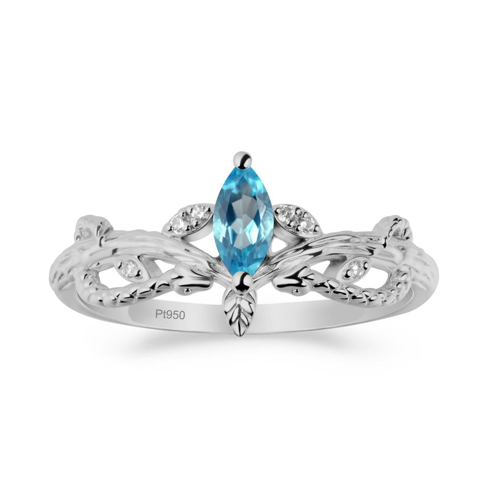 Snake Inspired Marquise Swiss Blue Topaz Ring - LUO Jewelry #metal_platinum