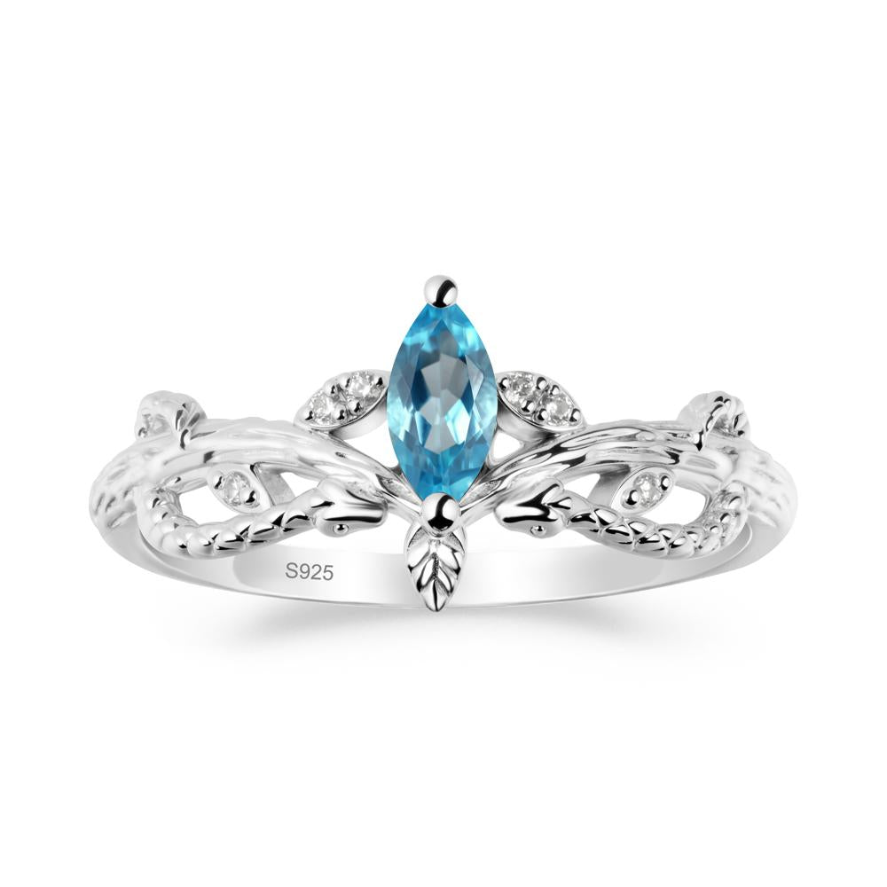 Snake Inspired Marquise Swiss Blue Topaz Ring - LUO Jewelry #metal_sterling silver