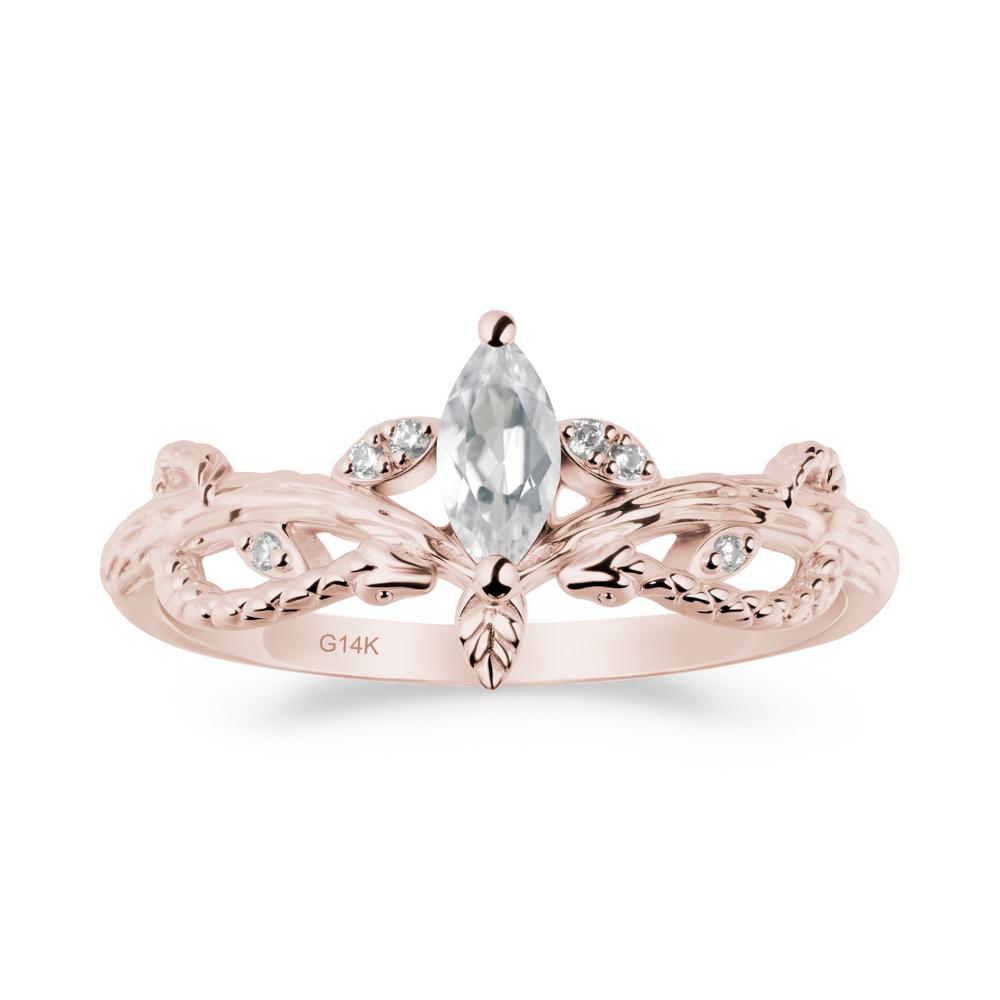 White Topaz Intertwined Band Engagement Ring - LUO Jewelry #metal_14k rose gold