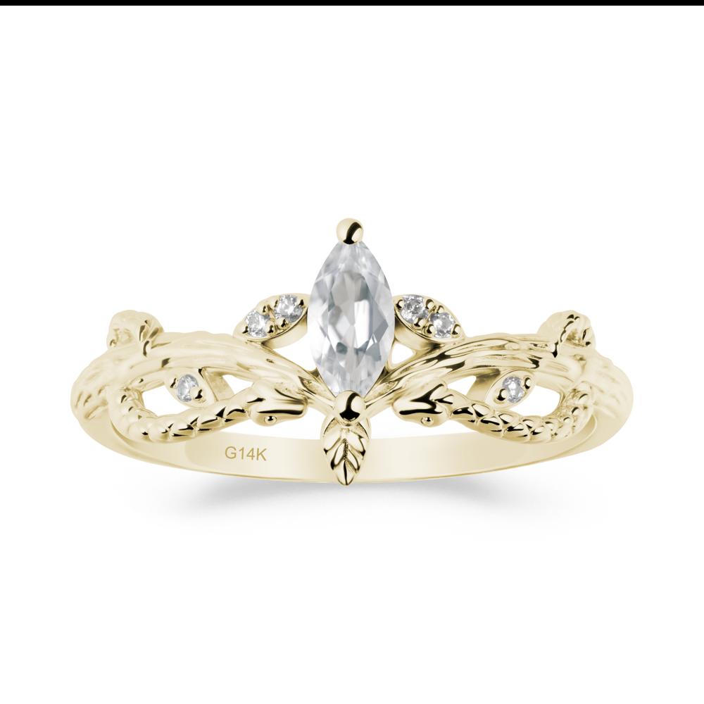 White Topaz Intertwined Band Engagement Ring - LUO Jewelry #metal_14k yellow gold