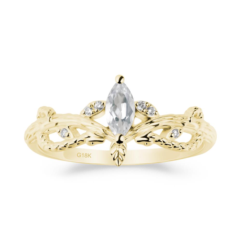 White Topaz Intertwined Band Engagement Ring - LUO Jewelry #metal_18k yellow gold