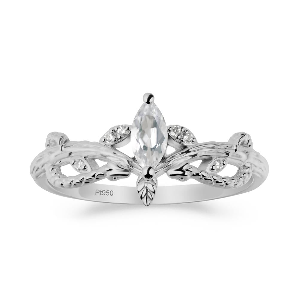 White Topaz Intertwined Band Engagement Ring - LUO Jewelry #metal_platinum