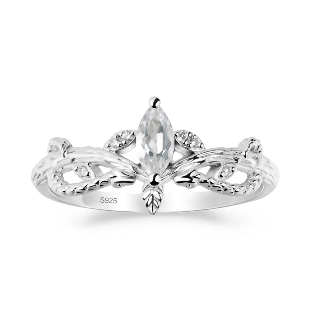 White Topaz Intertwined Band Engagement Ring - LUO Jewelry #metal_sterling silver