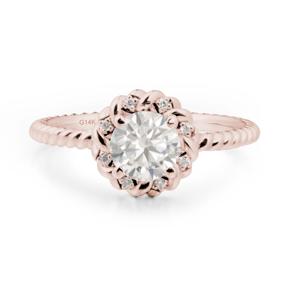 Round Cubic Zirconia Twisted Halo Ring - LUO Jewelry #metal_14k rose gold