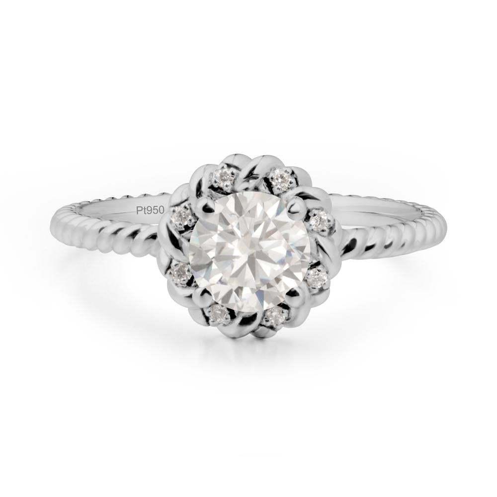 Round Cubic Zirconia Twisted Halo Ring - LUO Jewelry #metal_platinum