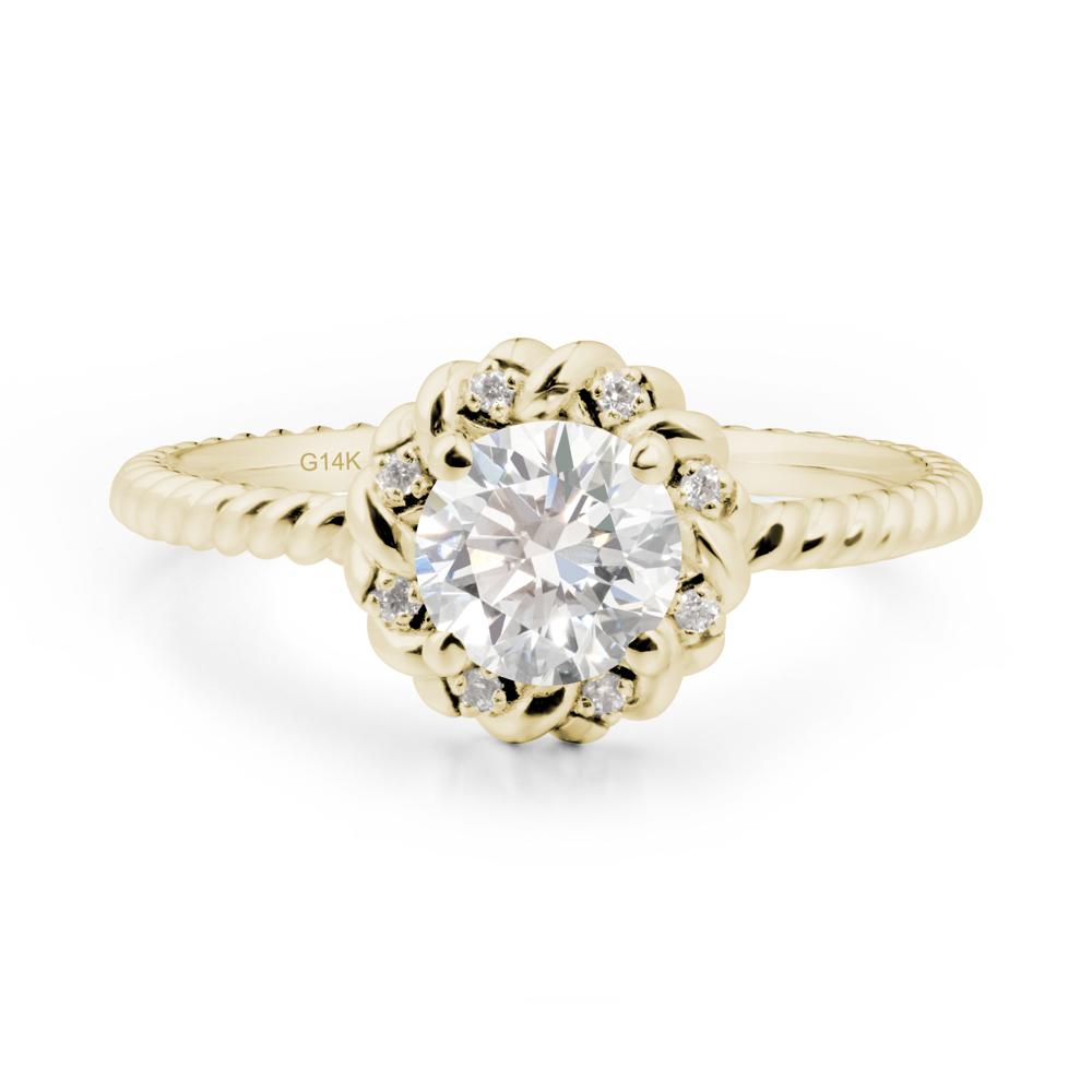 Round Diamond Halo Engagement Ring - LUO Jewelry #metal_14k yellow gold