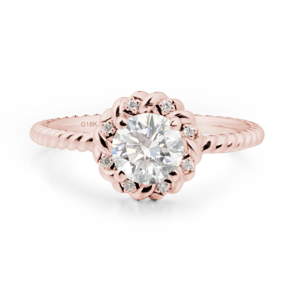 Round Diamond Halo Engagement Ring - LUO Jewelry #metal_18k rose gold