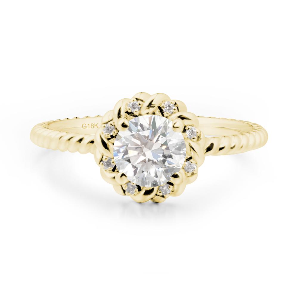 Round Diamond Halo Engagement Ring - LUO Jewelry #metal_18k yellow gold