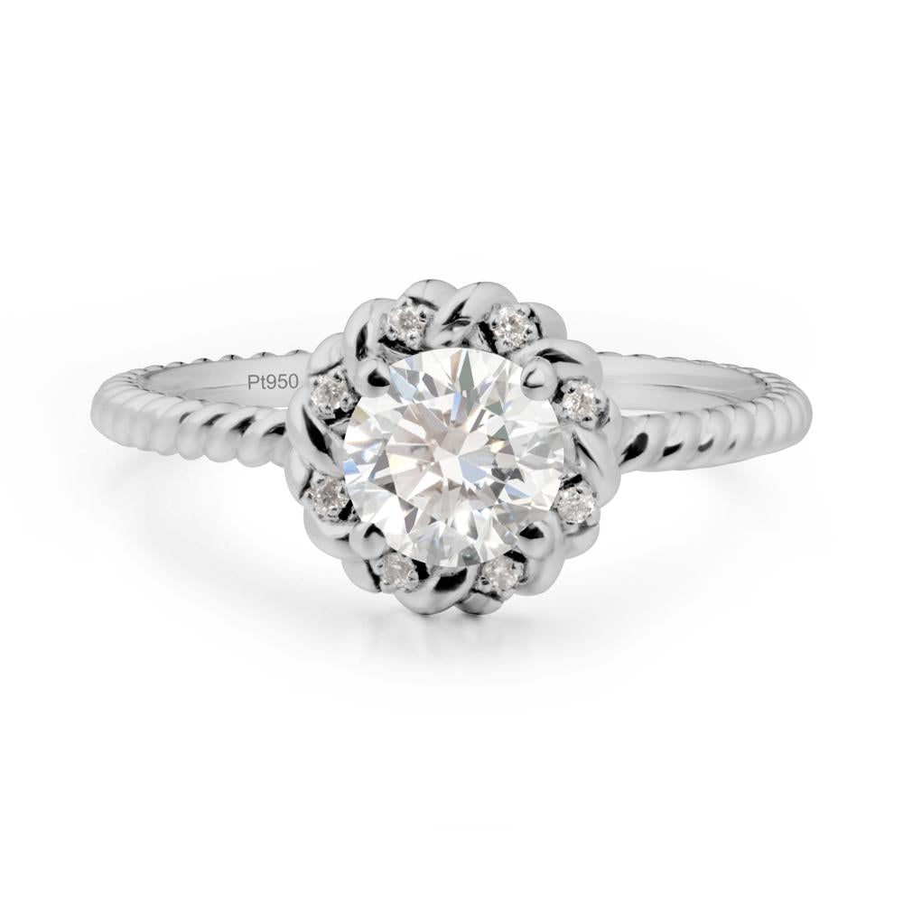Round Diamond Halo Engagement Ring - LUO Jewelry #metal_platinum