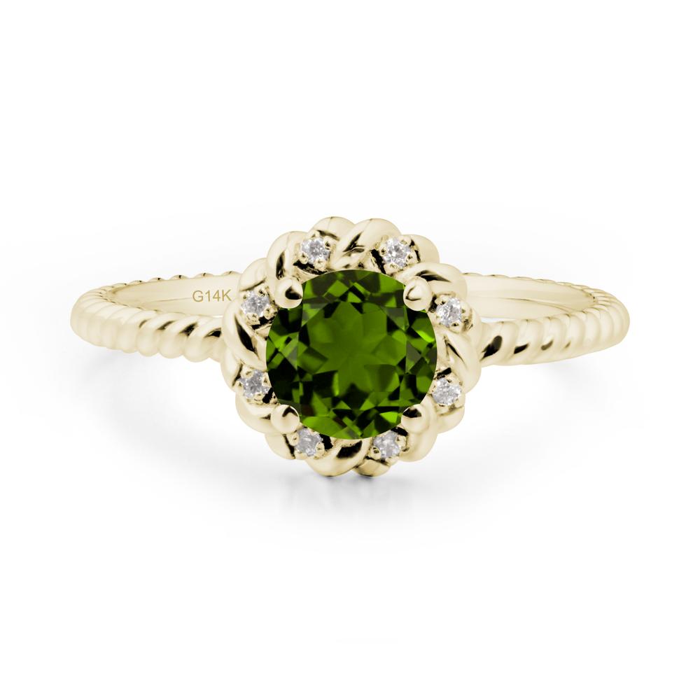 Round Diopside Halo Engagement Ring - LUO Jewelry #metal_14k yellow gold