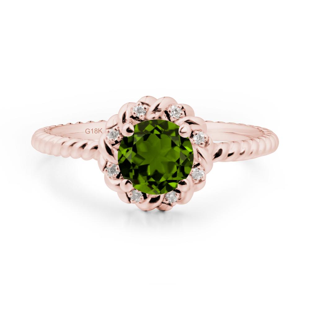 Round Diopside Halo Engagement Ring - LUO Jewelry #metal_18k rose gold