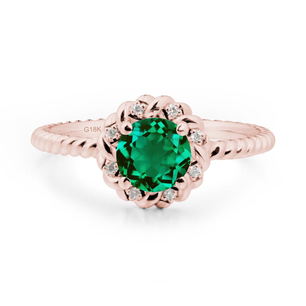 Round Emerald Halo Engagement Ring - LUO Jewelry #metal_18k rose gold