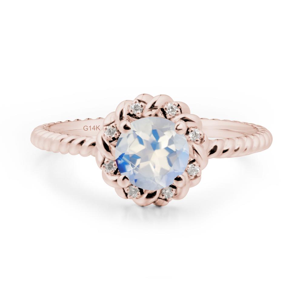 Round Moonstone Halo Engagement Ring - LUO Jewelry #metal_14k rose gold