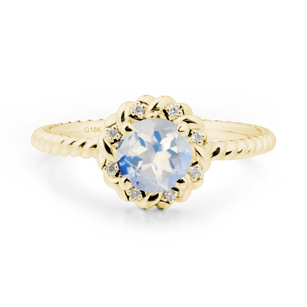 Round Moonstone Halo Engagement Ring - LUO Jewelry #metal_18k yellow gold
