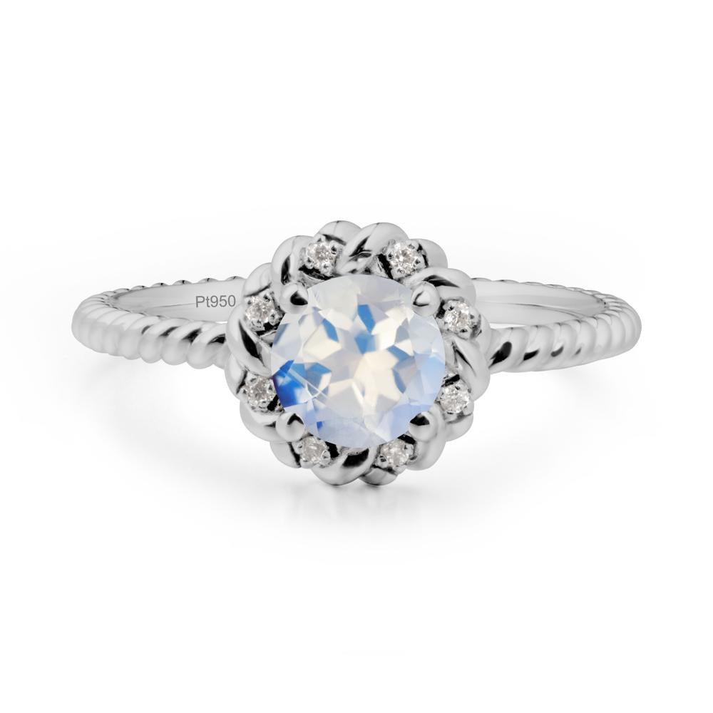 Round Moonstone Halo Engagement Ring - LUO Jewelry #metal_platinum