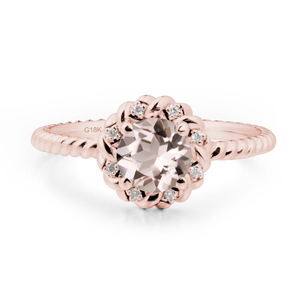Round Morganite Twisted Halo Ring - LUO Jewelry #metal_18k rose gold