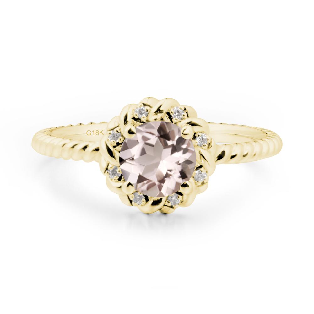 Round Morganite Twisted Halo Ring - LUO Jewelry #metal_18k yellow gold