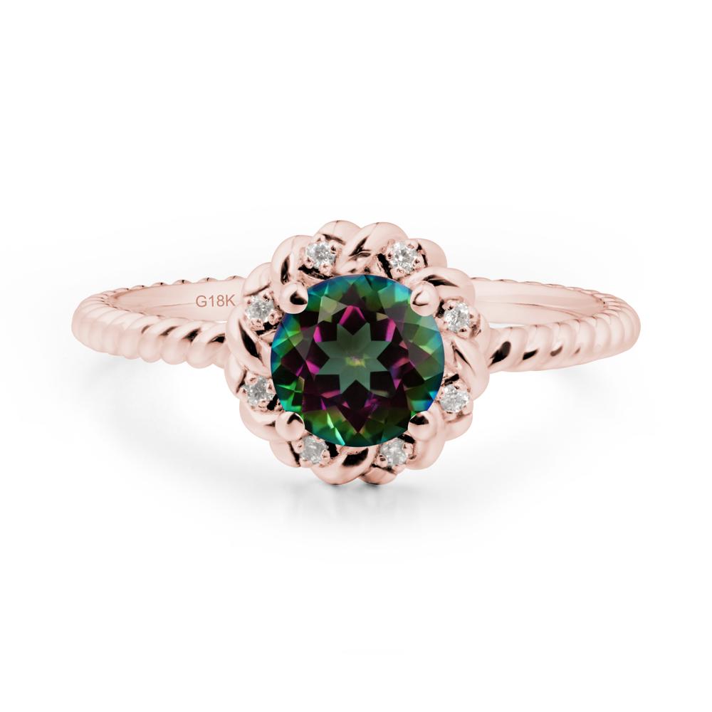 Round Mystic Topaz Halo Engagement Ring - LUO Jewelry #metal_18k rose gold