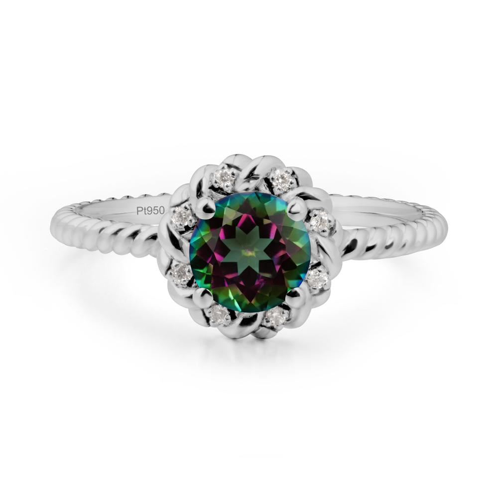 Round Mystic Topaz Halo Engagement Ring - LUO Jewelry #metal_platinum