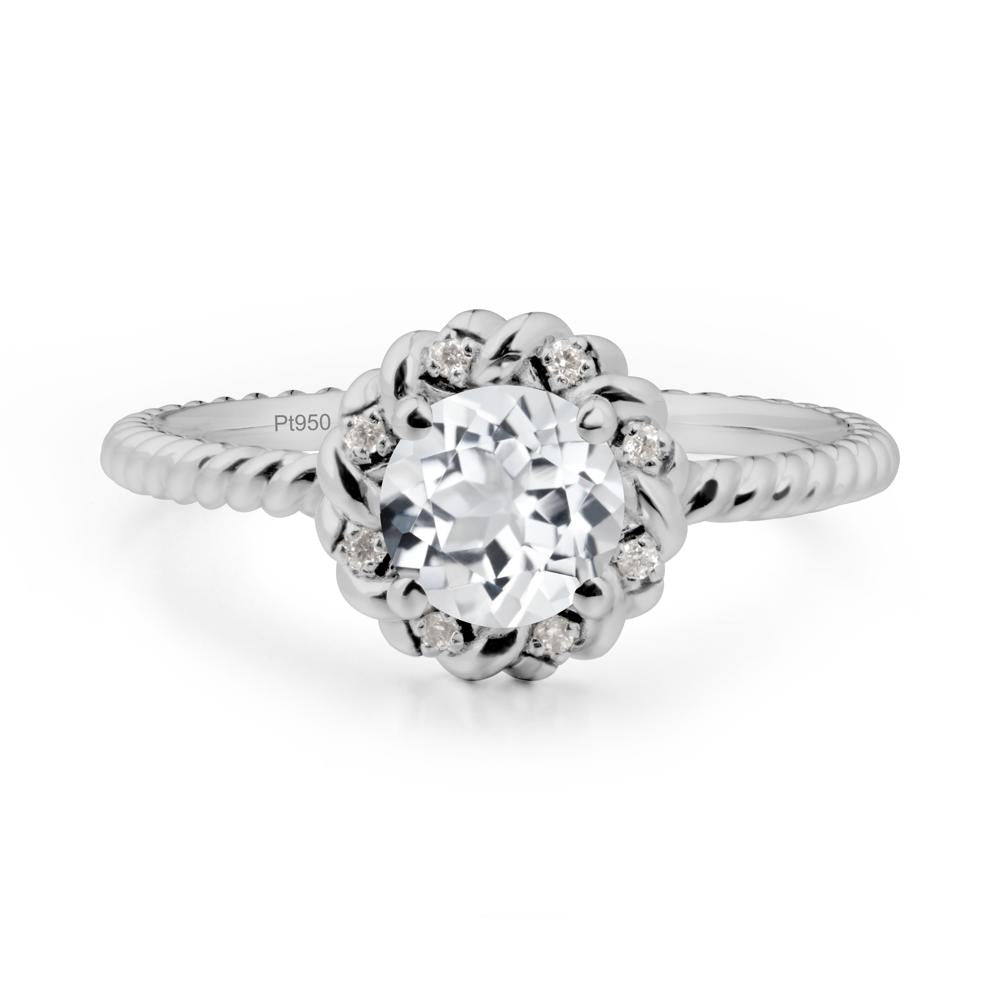Round White Topaz Halo Engagement Ring - LUO Jewelry #metal_platinum