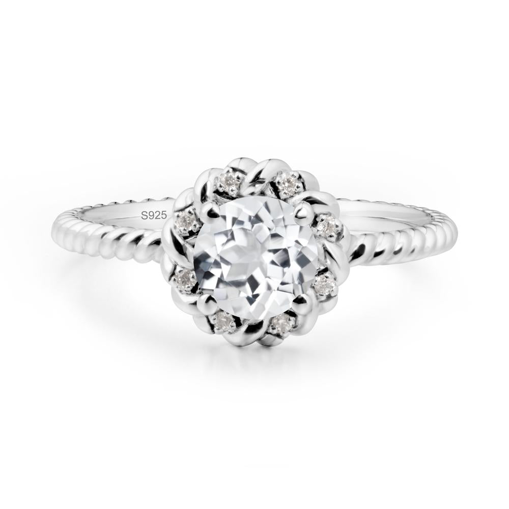 Round White Topaz Halo Engagement Ring - LUO Jewelry #metal_sterling silver