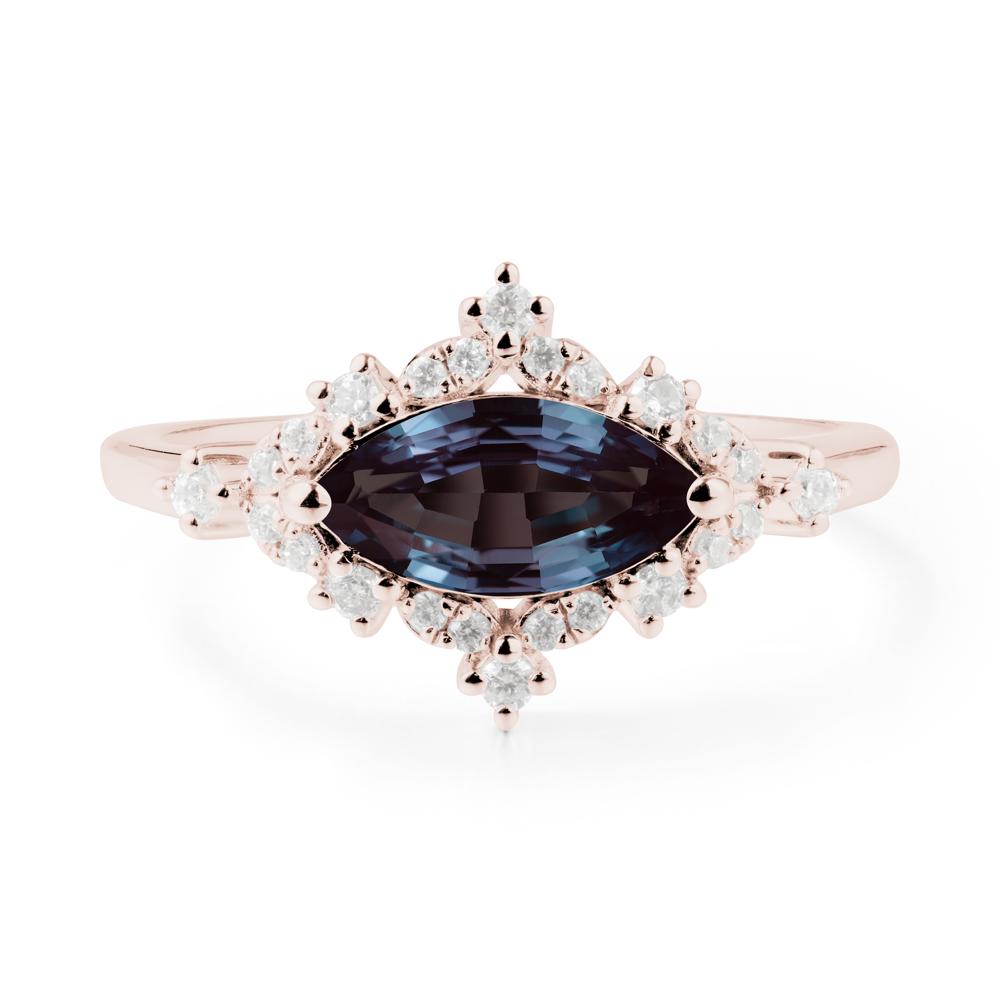 Marquise Alexandrite Halo Ring - LUO Jewelry #metal_14k rose gold