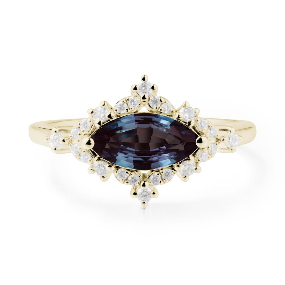 Marquise Alexandrite Halo Ring - LUO Jewelry #metal_14k yellow gold
