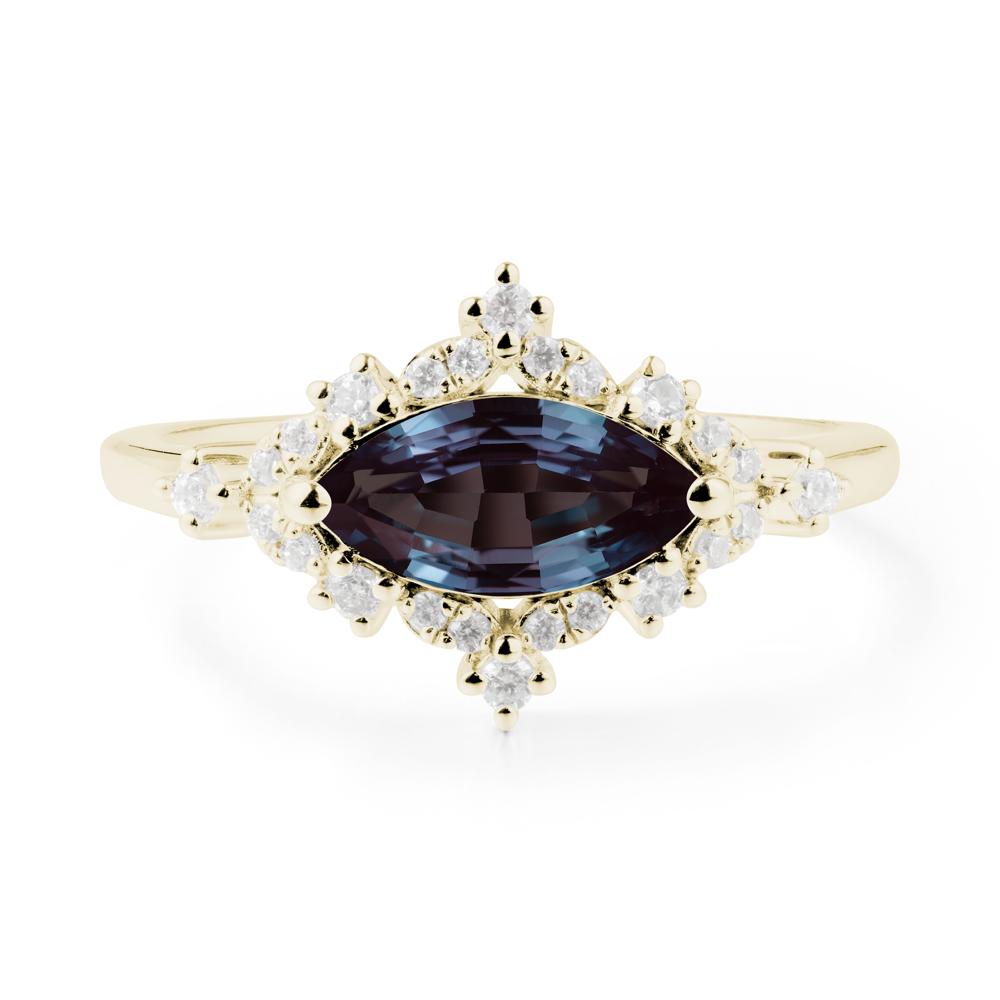 Marquise Alexandrite Halo Ring - LUO Jewelry #metal_14k yellow gold