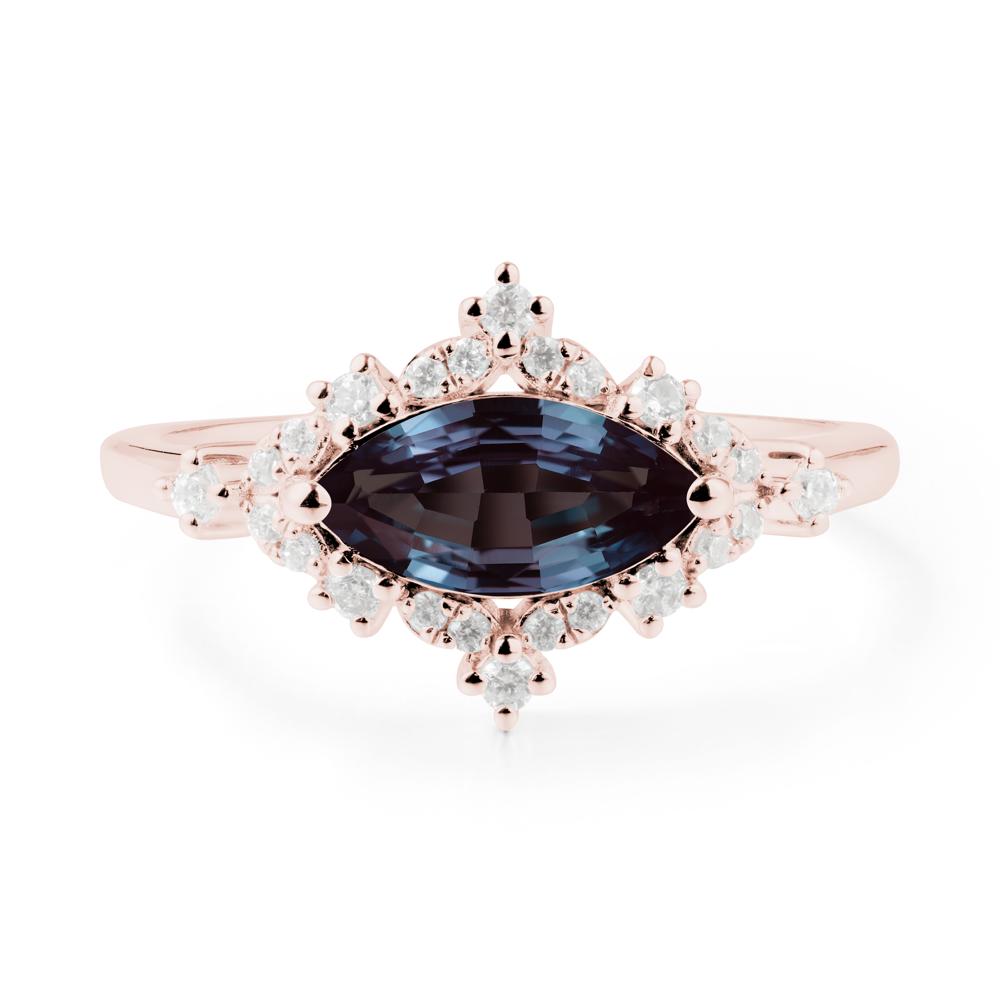Marquise Alexandrite Halo Ring - LUO Jewelry #metal_18k rose gold