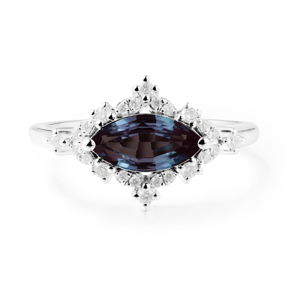 Marquise Alexandrite Halo Ring - LUO Jewelry #metal_18k white gold