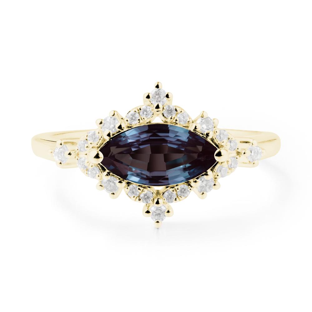 Marquise Alexandrite Halo Ring - LUO Jewelry #metal_18k yellow gold