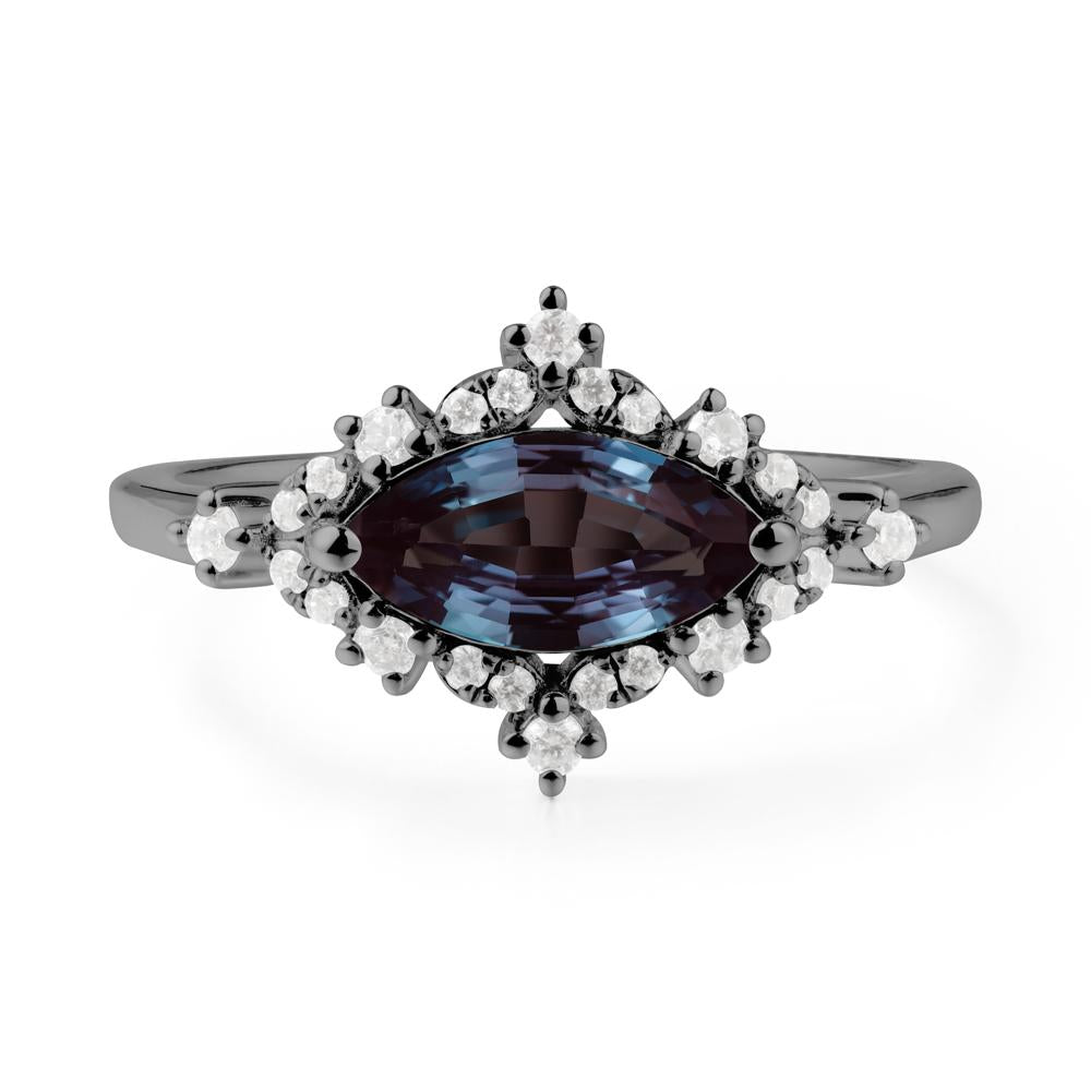 Marquise Alexandrite Halo Ring - LUO Jewelry #metal_black finish sterling silver