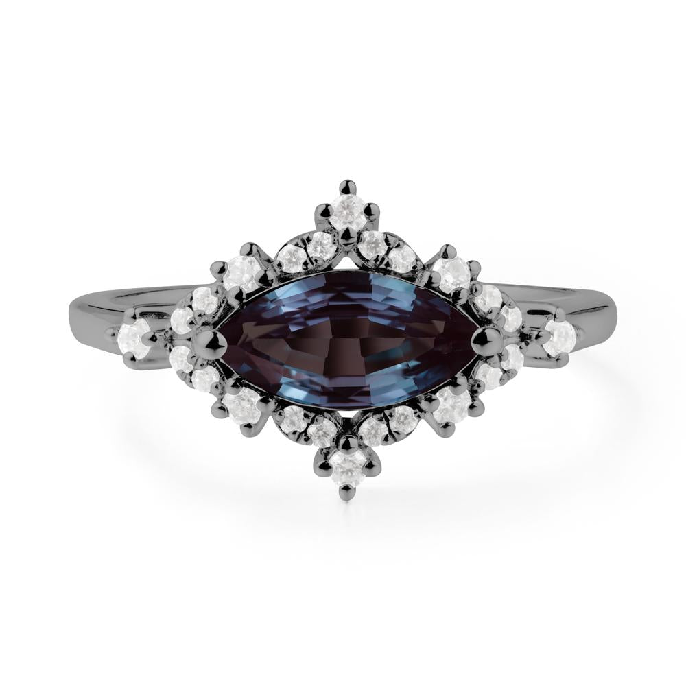 Marquise Alexandrite Halo Ring - LUO Jewelry #metal_black finish sterling silver