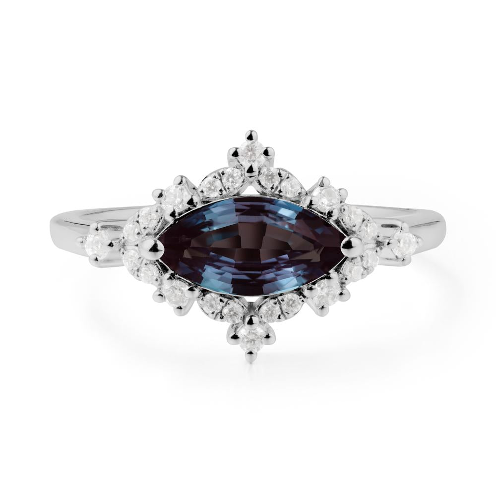 Marquise Alexandrite Halo Ring - LUO Jewelry #metal_platinum