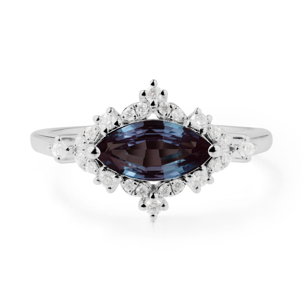 Marquise Alexandrite Halo Ring - LUO Jewelry #metal_platinum