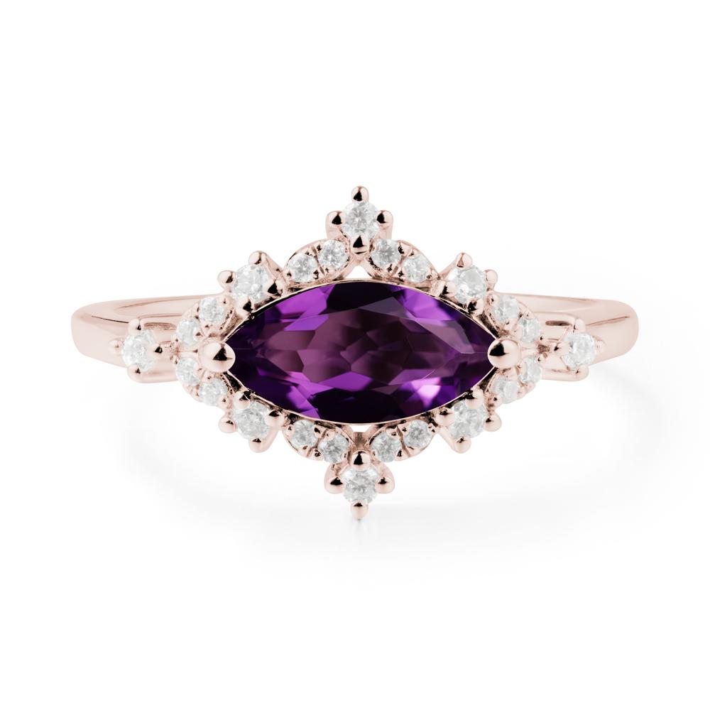 Marquise Amethyst Halo Ring - LUO Jewelry #metal_14k rose gold