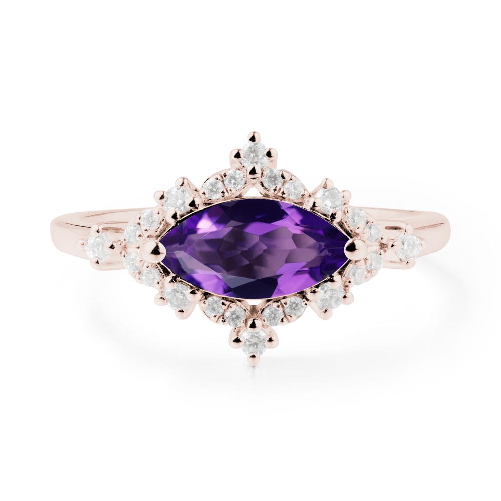 Marquise Amethyst Halo Ring - LUO Jewelry #metal_14k rose gold
