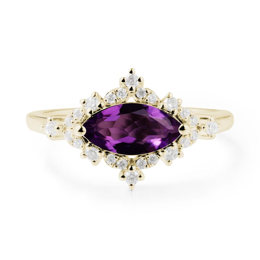 Marquise Amethyst Halo Ring - LUO Jewelry #metal_14k yellow gold