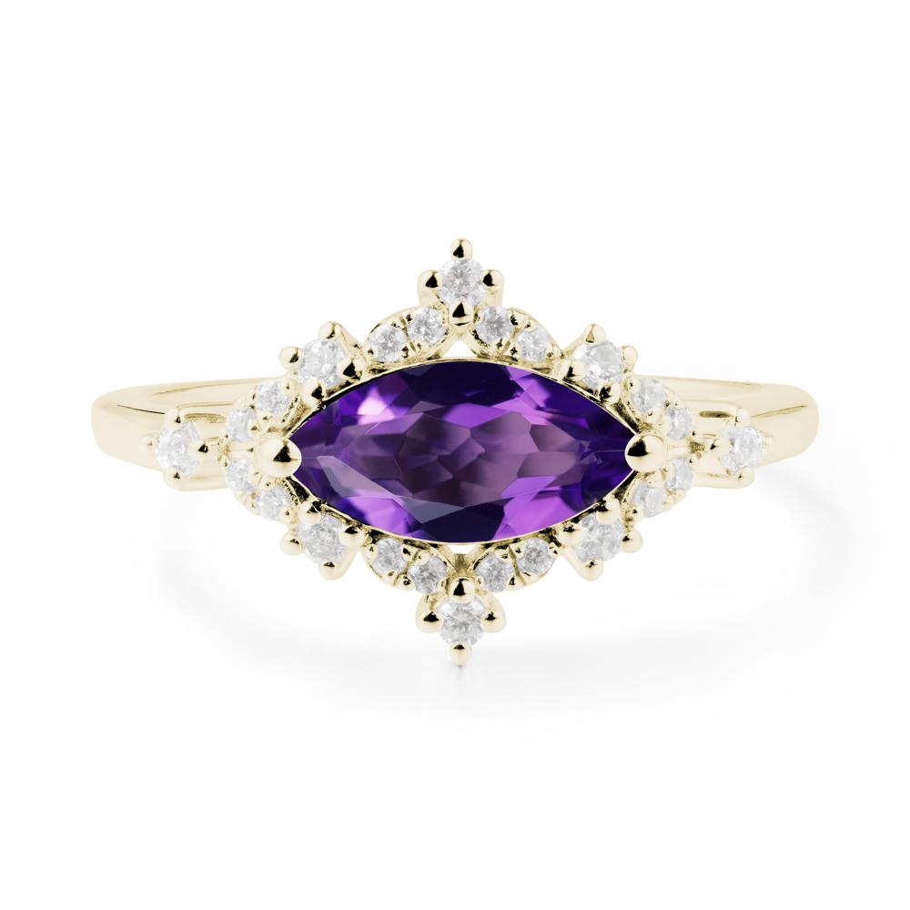 Marquise Amethyst Halo Ring - LUO Jewelry #metal_14k yellow gold