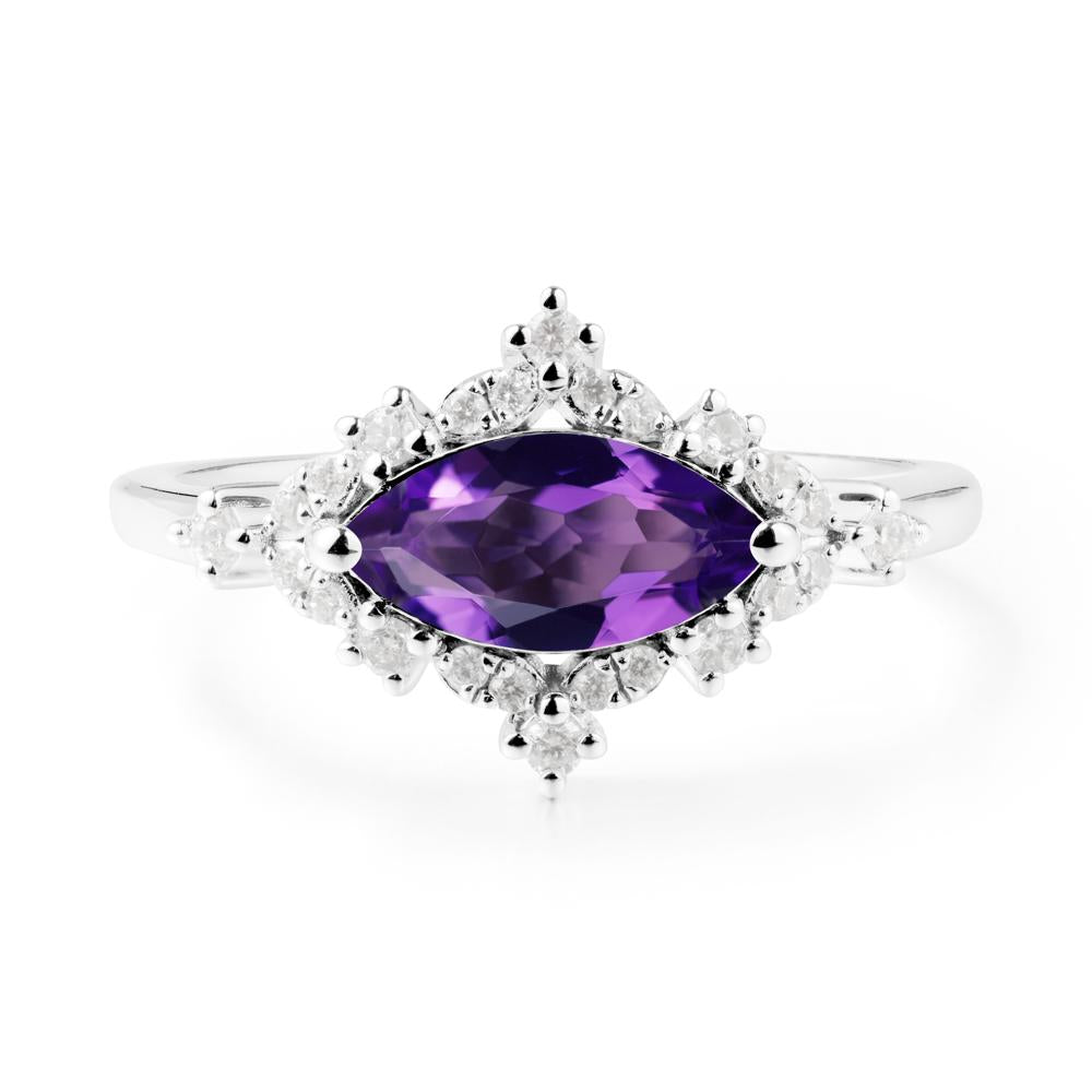 Marquise Amethyst Halo Ring - LUO Jewelry #metal_18k white gold