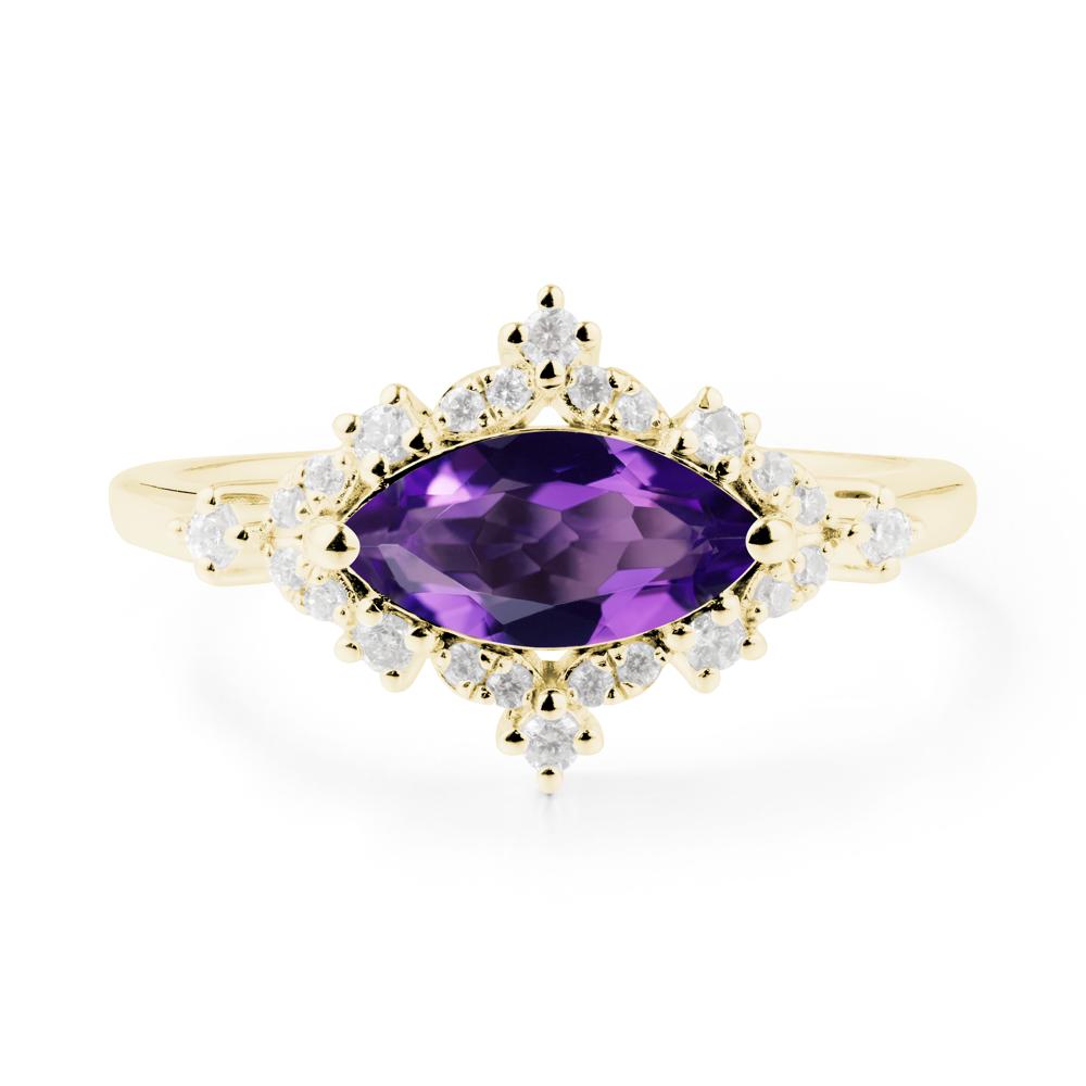 Marquise Amethyst Halo Ring - LUO Jewelry #metal_18k yellow gold