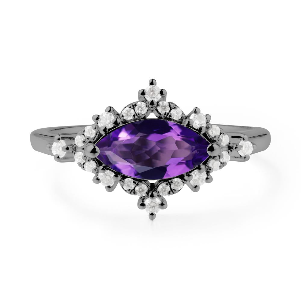 Marquise Amethyst Halo Ring - LUO Jewelry #metal_black finish sterling silver