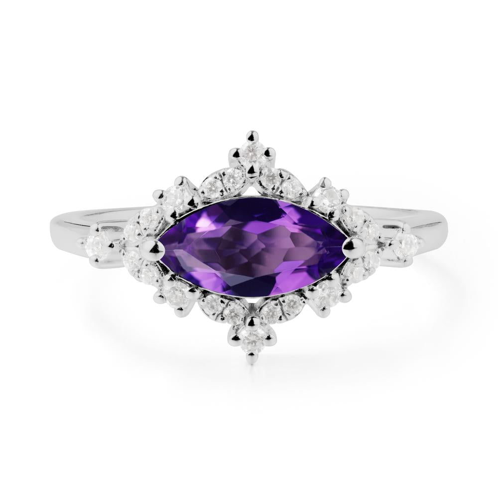 Marquise Amethyst Halo Ring - LUO Jewelry #metal_platinum