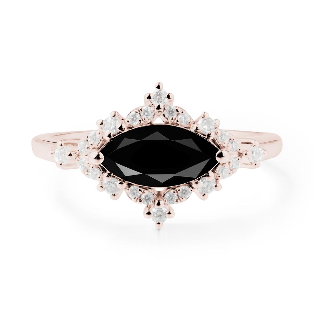 Marquise Black Spinel Engagement Ring - LUO Jewelry #metal_14k rose gold
