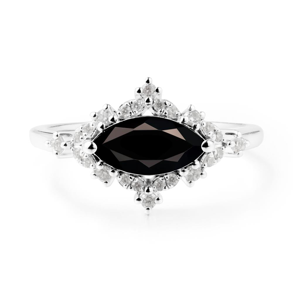 Marquise Black Spinel Engagement Ring - LUO Jewelry #metal_14k white gold