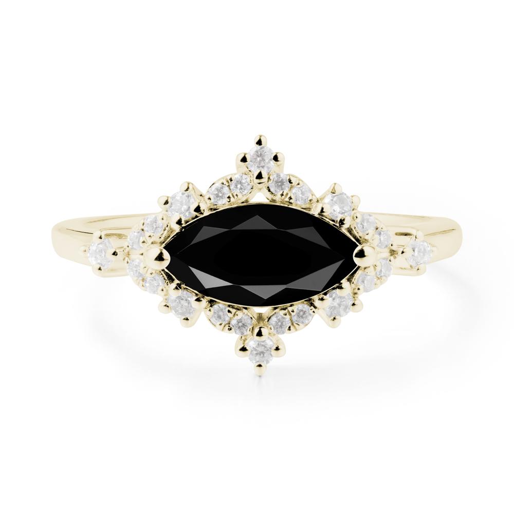 Marquise Black Spinel Engagement Ring - LUO Jewelry #metal_14k yellow gold