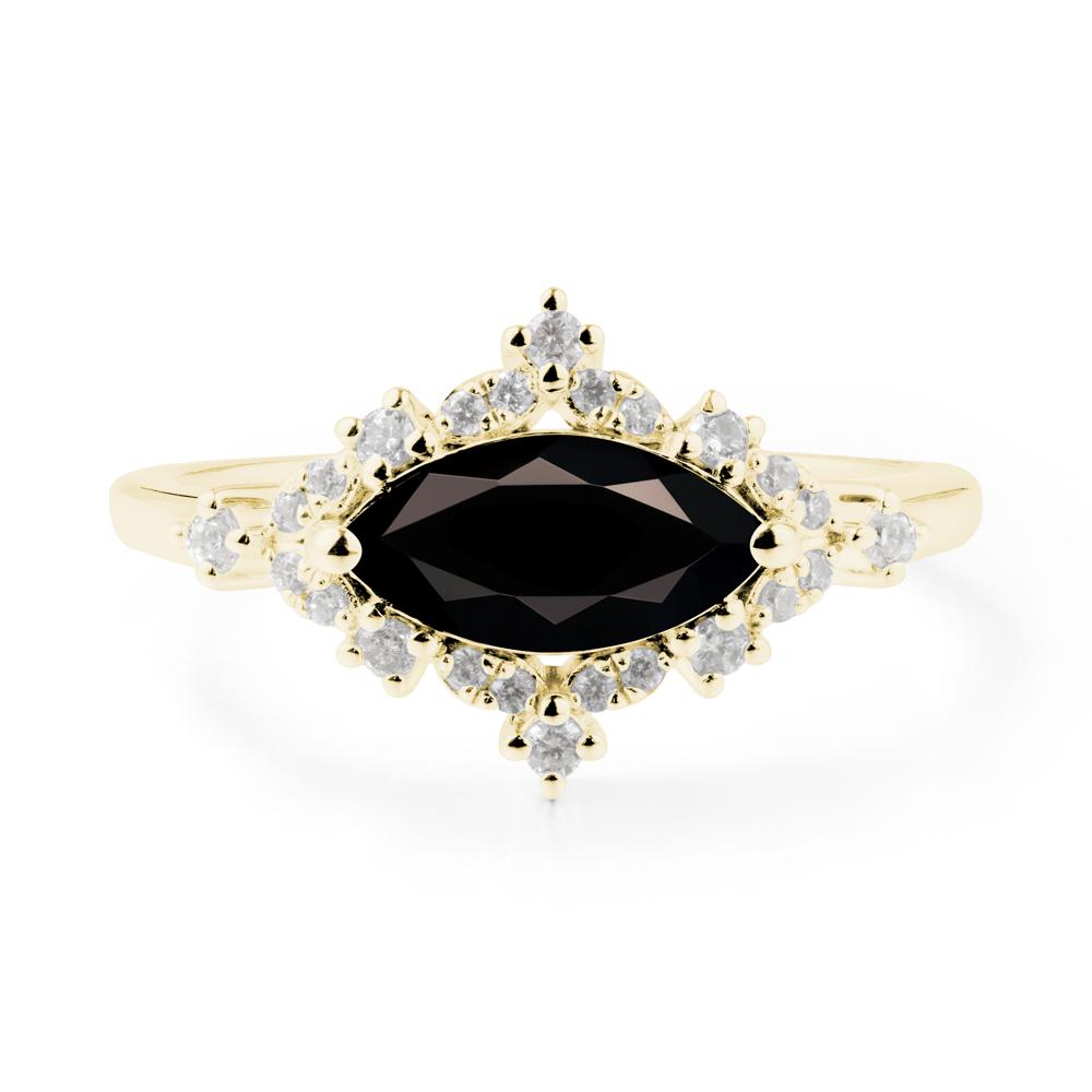 Marquise Black Spinel Engagement Ring - LUO Jewelry #metal_18k yellow gold